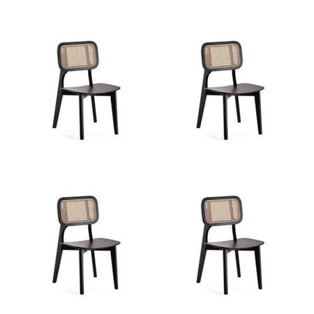 DESIGNED TO FURNISH Versailles Square Dining Chair, Black & Natural Cane, 4PK DE3585657